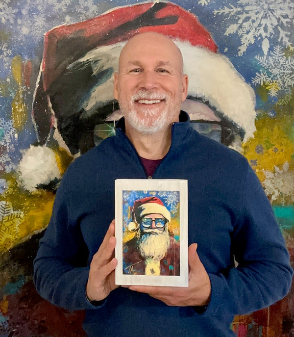 Santa on 5.5 x 8 Rustic Wood / FREE SHIPPING