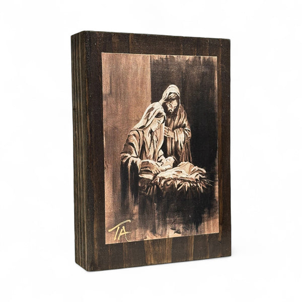 The Nativity on 5.5 x 8 Rustic Wood / FREE SHIPPING