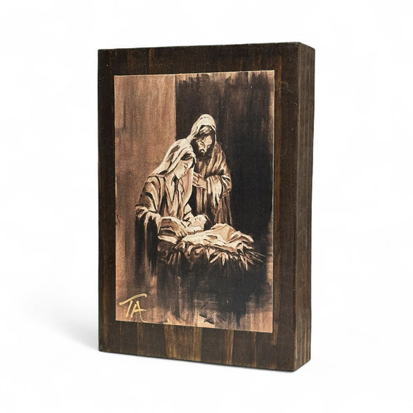 The Nativity on 5.5 x 8 Rustic Wood / FREE SHIPPING