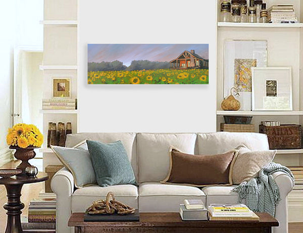 "Cabin in Sunflowers" Narrow / print by Thomas Andrew - ThomasAndrewArtwork