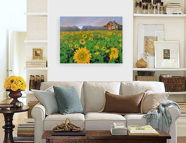 "Cabin in Sunflowers" print by Thomas Andrew - ThomasAndrewArtwork