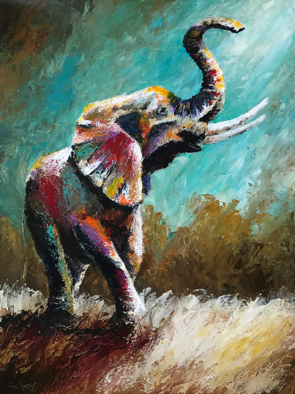 "Stomping Garnet & Gold" (Alaphant series) - Signed print by Thomas Andrew - ThomasAndrewArtwork