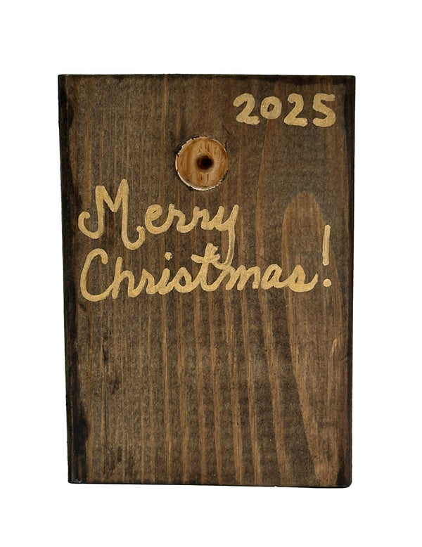 Santa on 3.5 x 5 Rustic Wood / FREE SHIPPING