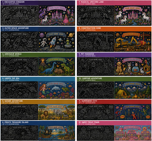 Coloring Murals for Kids / 12 Different Themes