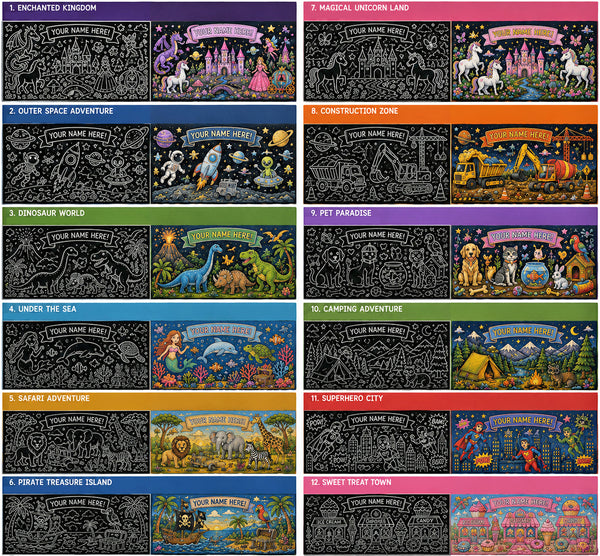 Coloring Murals for Kids / 12 Different Themes