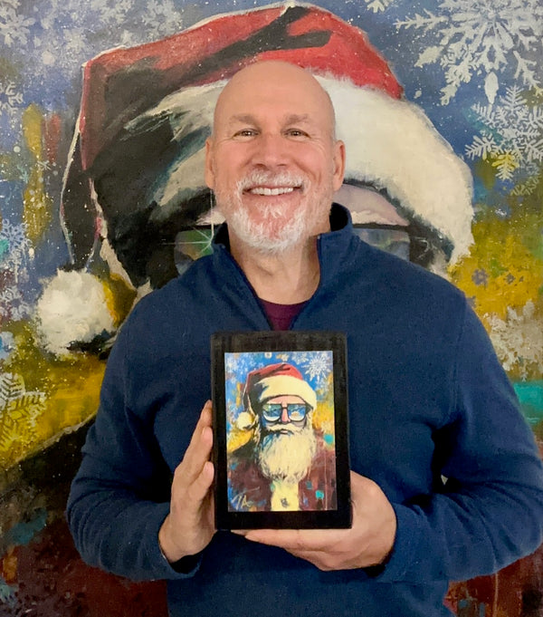 Santa on 5.5 x 8 Rustic Wood / FREE SHIPPING