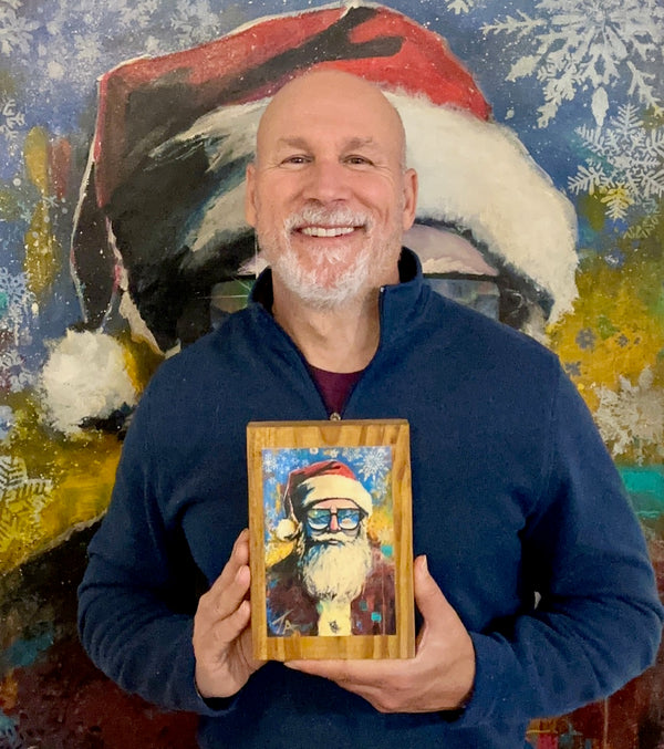 Santa on 5.5 x 8 Rustic Wood / FREE SHIPPING