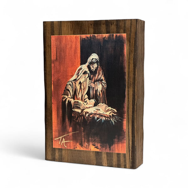 The Nativity on 5.5 x 8 Rustic Wood / FREE SHIPPING