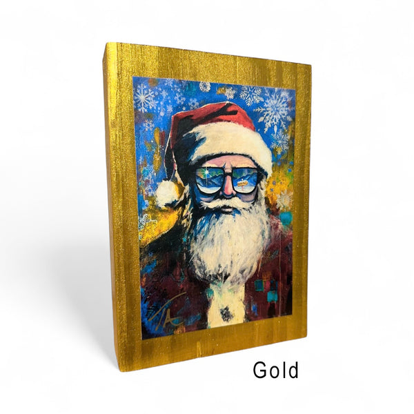 Santa on 5.5 x 8 Rustic Wood / FREE SHIPPING