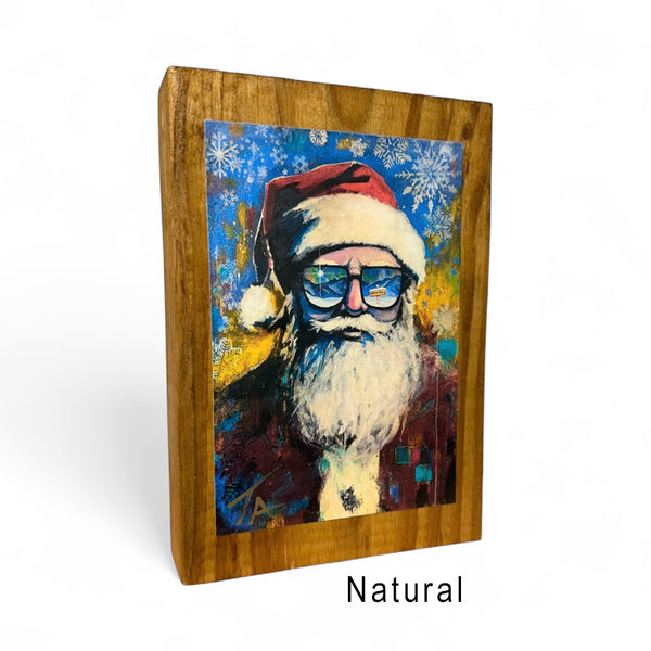 Santa on 5.5 x 8 Rustic Wood / FREE SHIPPING