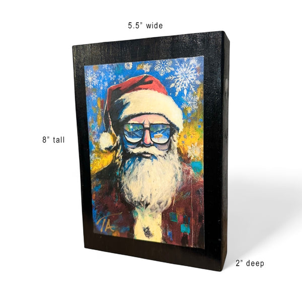 Santa on 5.5 x 8 Rustic Wood / FREE SHIPPING