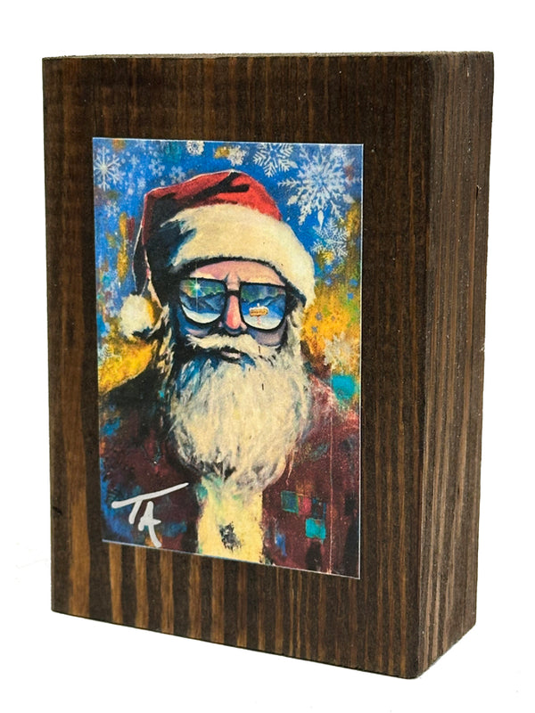 Santa on 3.5 x 5 Rustic Wood / FREE SHIPPING