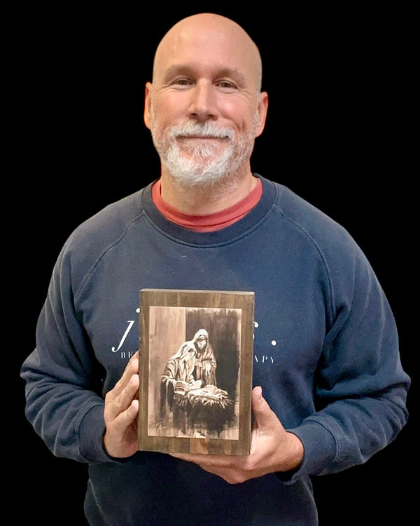 The Nativity on 5.5 x 8 Rustic Wood / FREE SHIPPING