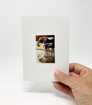 5 x 7 Miniature / "At the Watering Hole" by Thomas Andrew - Thomasandrewartwork