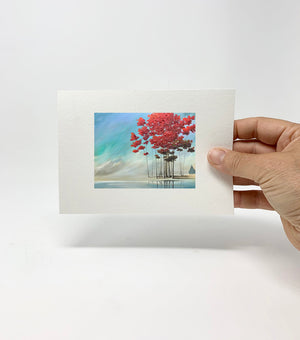 5 x 7 Miniature / "Beautiful Red Cluster by the Water's Edge" by Thomas Andrew - Thomasandrewartwork