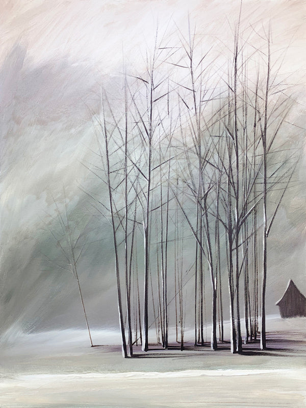 "Naked Trees in Green Serenity"