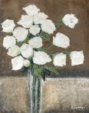 "White Roses on Fabric" print by Thomas Andrew - ThomasAndrewArtwork