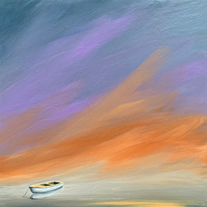 "White Boat Sunset" canvas print or paper print - ThomasAndrewArtwork